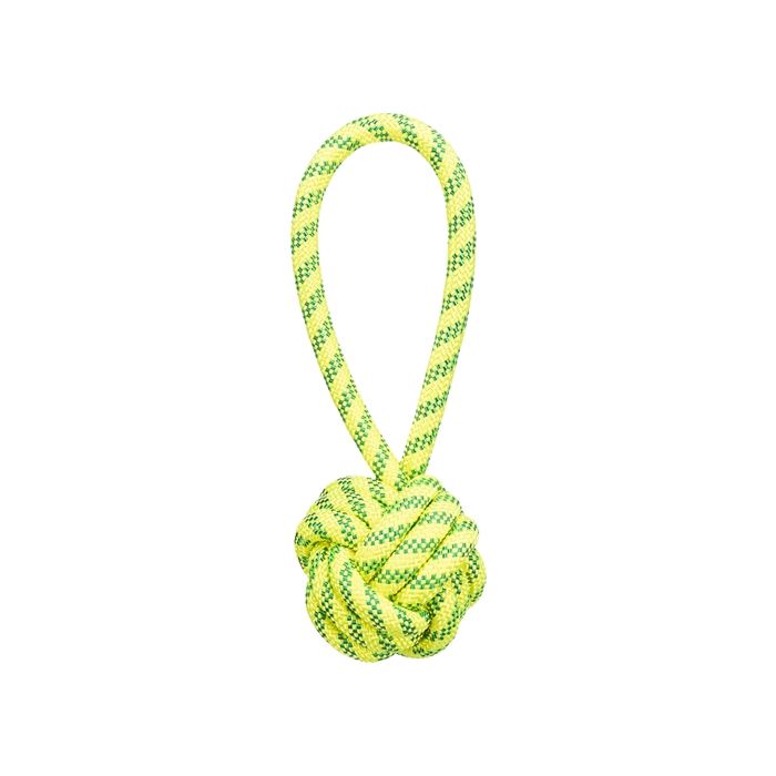 Trixie aquatoy touw met bal drijvend polyester geel / groen