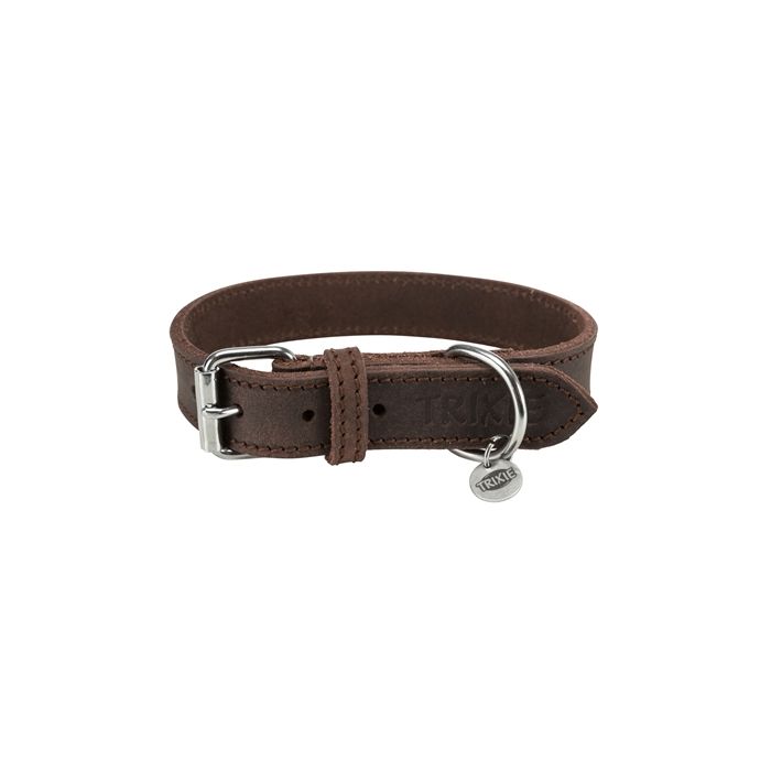 Trixie halsband hond rustic vetleer donkerbruin