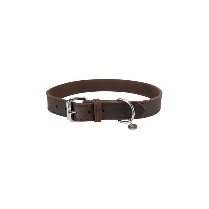 Trixie halsband hond rustic vetleer donkerbruin