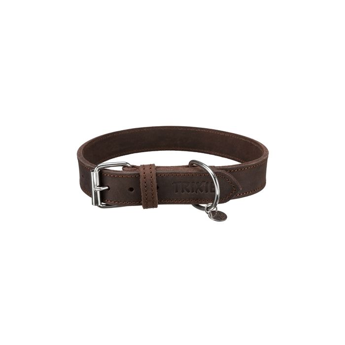 Trixie halsband hond rustic vetleer donkerbruin