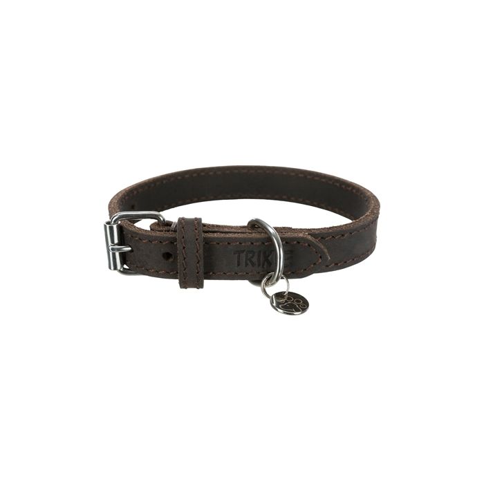 Trixie halsband hond rustic vetleer donkerbruin