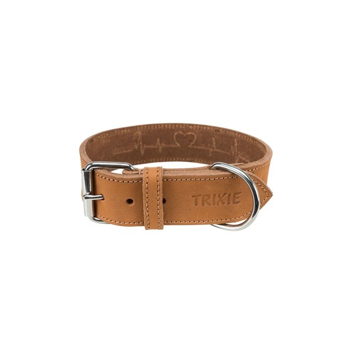 Trixie halsband hond rustic vetleer heartbeat bruin