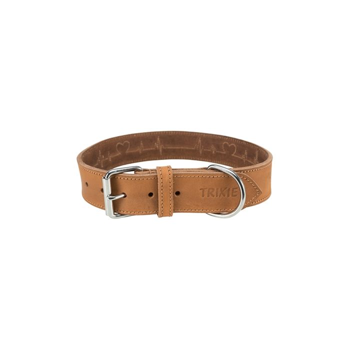 Trixie halsband hond rustic vetleer heartbeat bruin