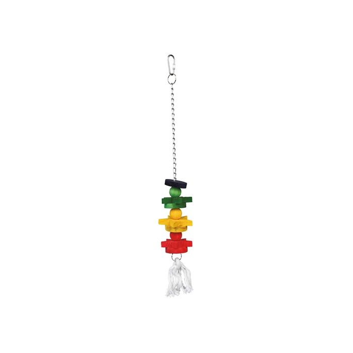 Trixie vogelspeelgoed aan ketting met touw / hout meerkleurig