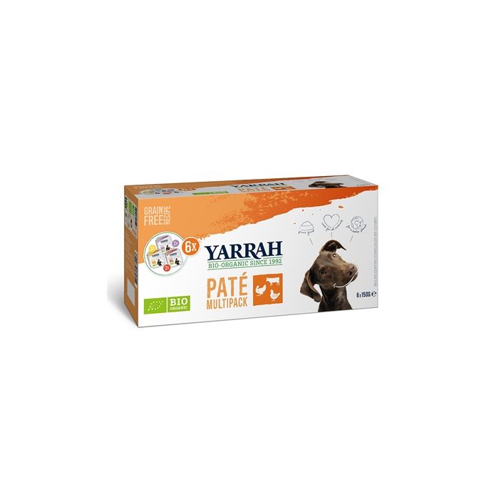 Yarrah organic hond multipack pate kalkoen / kip / rund